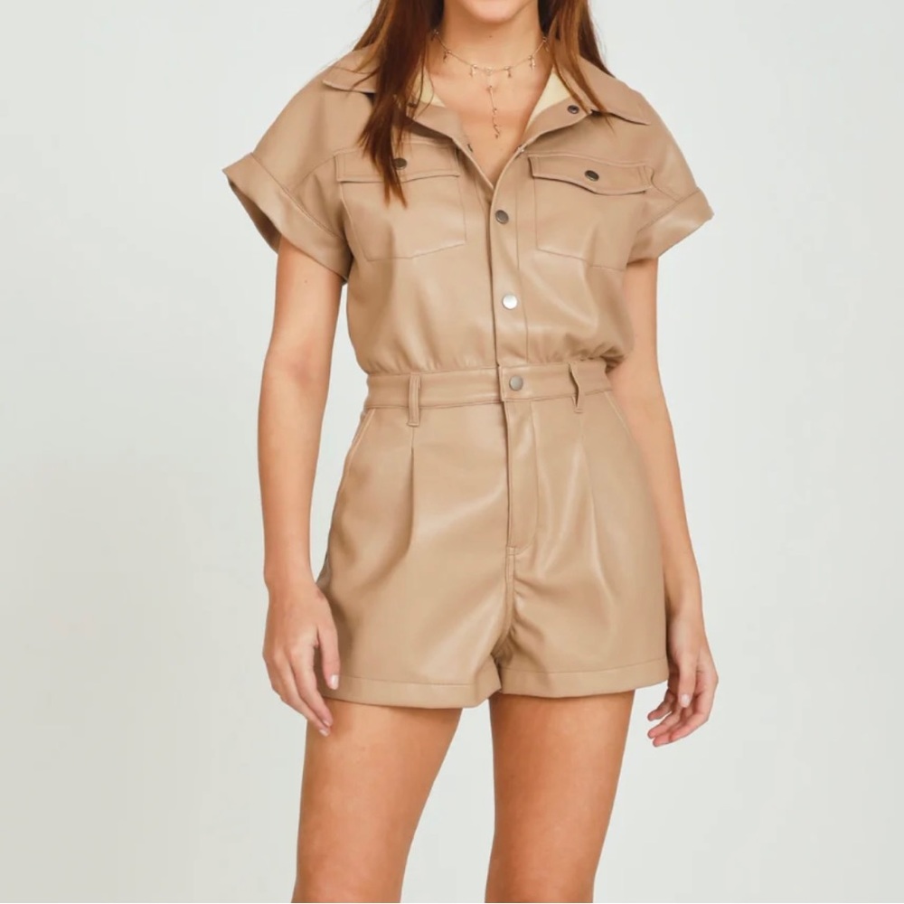 Vintage Havana Faux Leather Romper - size medium